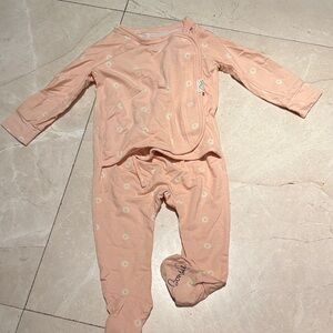 Peach Floral Kids Footie
